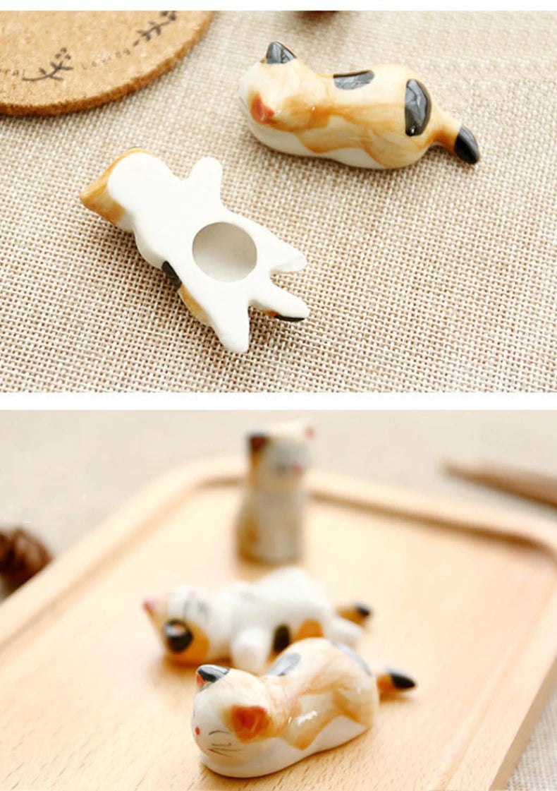 Cute Cat Ceramic Chopsticks Holder Stand Fine Design Chopstick Rack Pillow Care Rest Japanese Style Kitchen Tableware Tools New