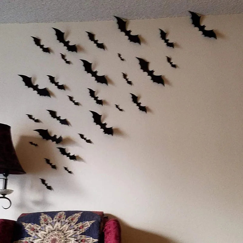 Pack 3D Halloween Hanging Bats Wall Stickers DIY Bat