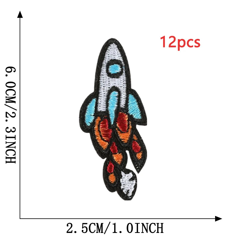 12pcs Lot Patches For Clothing Kids Boys Space Bulk Star UFO With Iron On Embroidered Diy Naszywka Thermal Parches Designer Sew