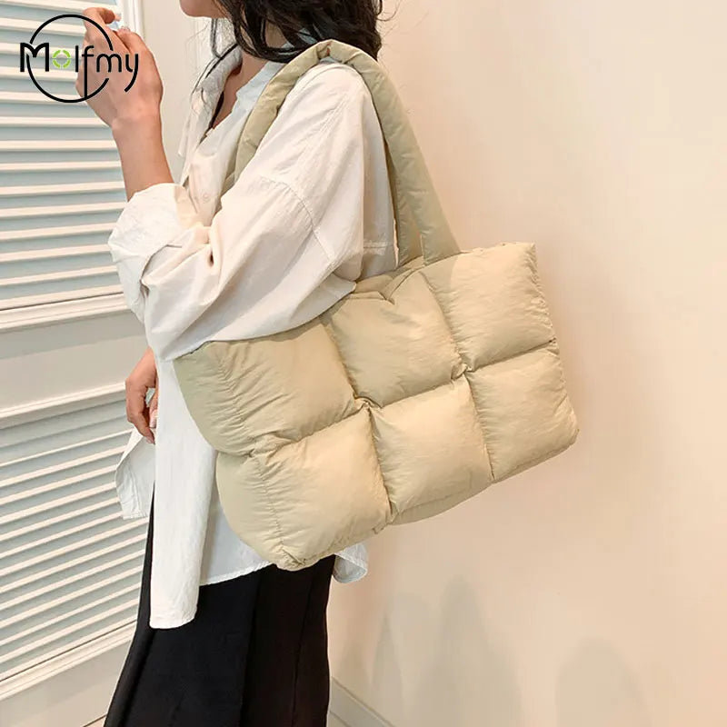 Women Tote Handbags Quilted Plaid Bag Retro Trendy Checkered