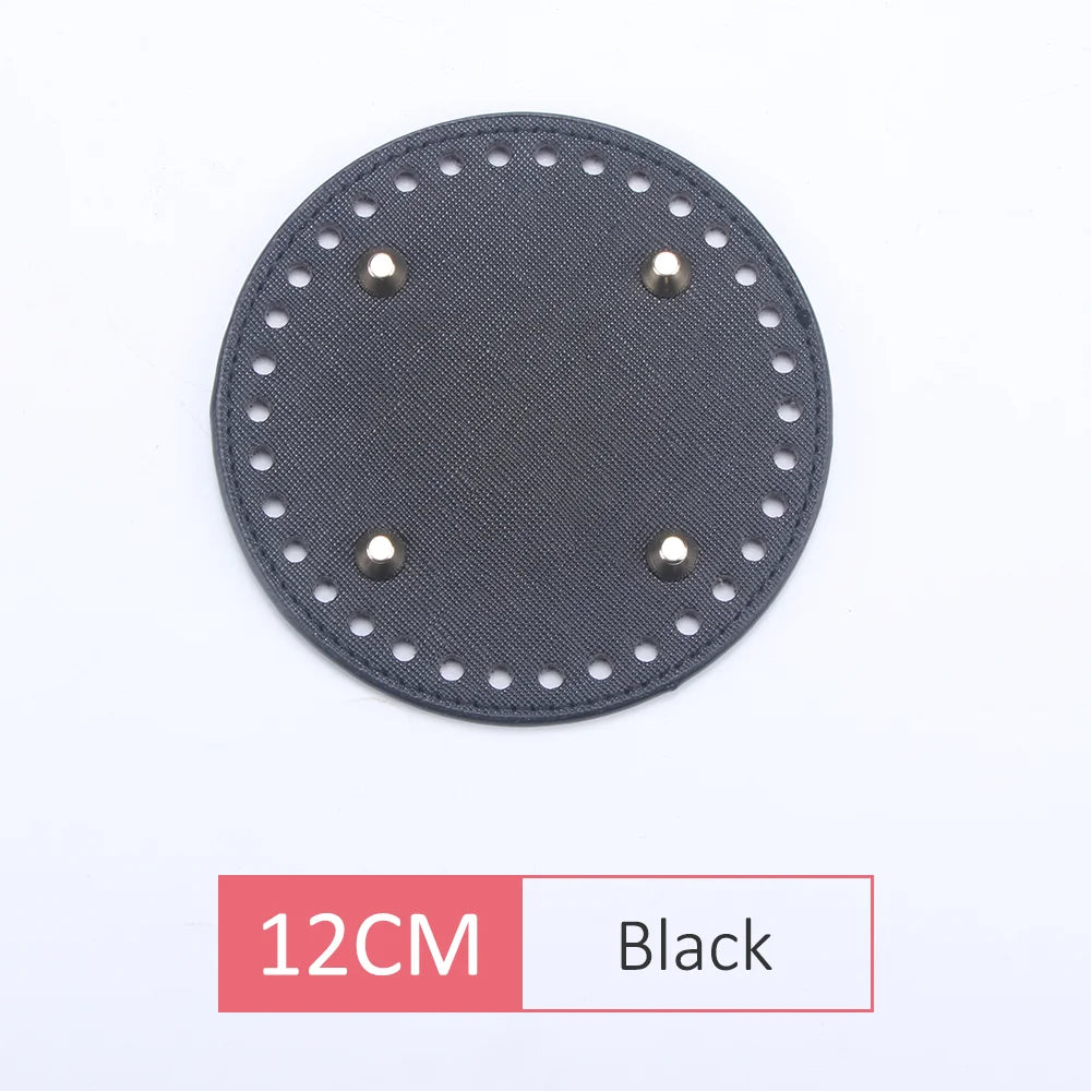 QJH 1 Pcs PU Leather Oval/Round Long Knitting Crochet Bags Bottom for Thick Yarn DIY Weaving Supplies Home Decor Purse Making