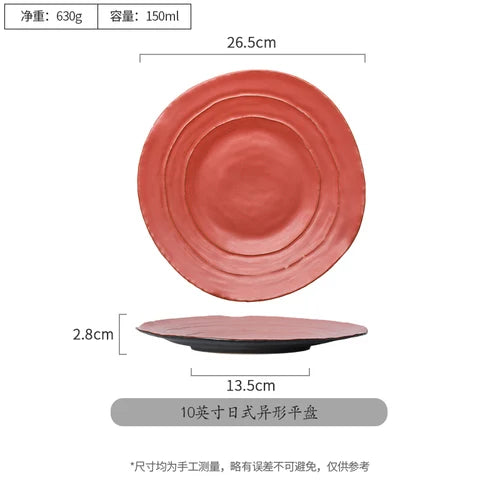 Handmade Stoneware Set Irregular Ceramic Plates Bowls art dish dining noodle