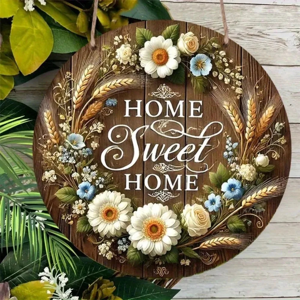 Vintage Home Is A Sweet Circular Wooden Sign Hanging, Suitable for Home, Living Room, Garden, Room, Porch Decoration, Gifts