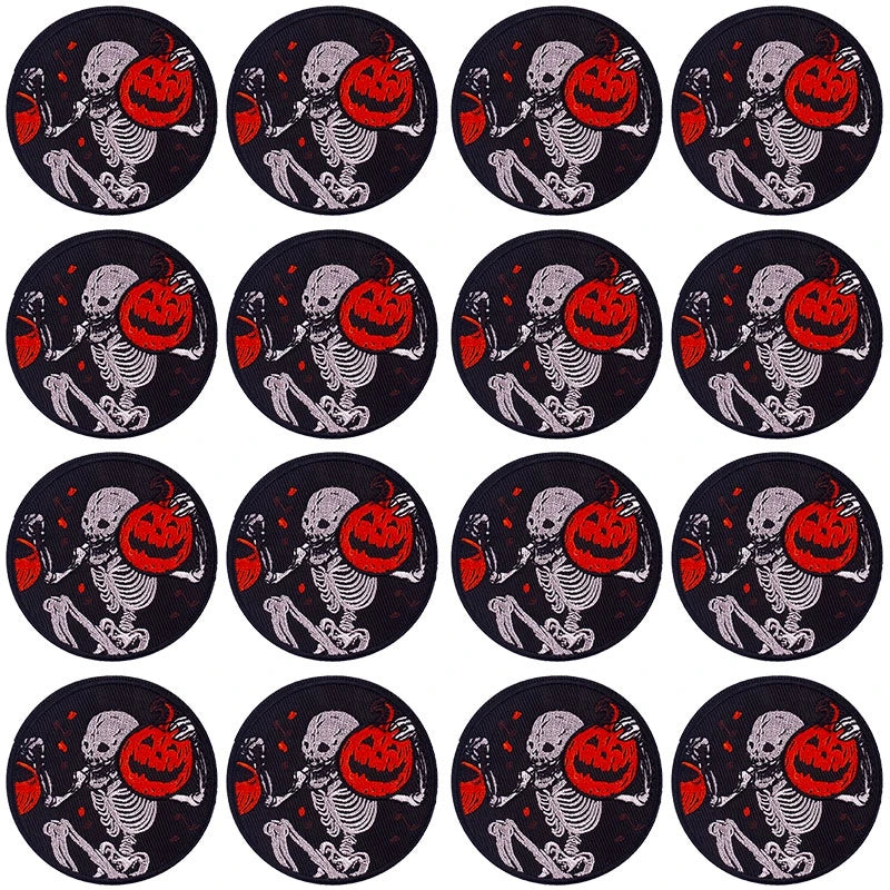 Prajna Wholesale 10PCS Punk Skull Patch For Clothing Skeleton Patches On Clothes DIY Fusible Patch Applqiues Embroidered Pacthes