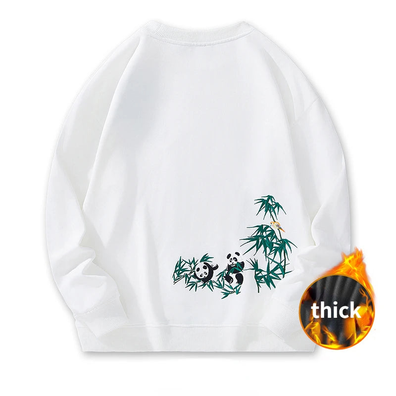 Fashion Crewneck Sweatshirt Men Bear Embroidery Hoodies Women Casual Chinese Panda Bamboo Fleece Designer Harajuku Pullover 2024