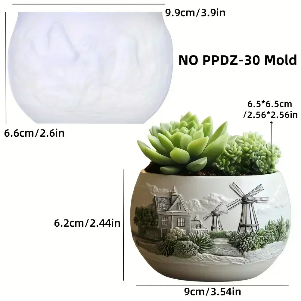 Sea Bay Canyon Relief Succulent Plant Flower Pot Resin Silicone Mold Mountain Range Sea Sunrise Relief Storage Box Gypsum Molds