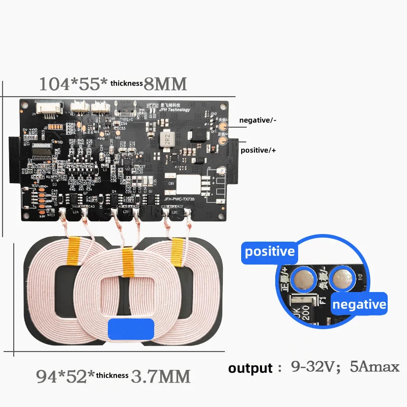 Type C High-power Wireless Charging Module DIY Vehicle Outdoor Power Supply 20W Fast Charging Input 9-32V Wireless Charger Parts
