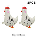 2Pcs Chicken-Shaped Aluminum Foil Balloons Black & White Polka Dot Cartoon Standing Decorations for Children's Birthday Party