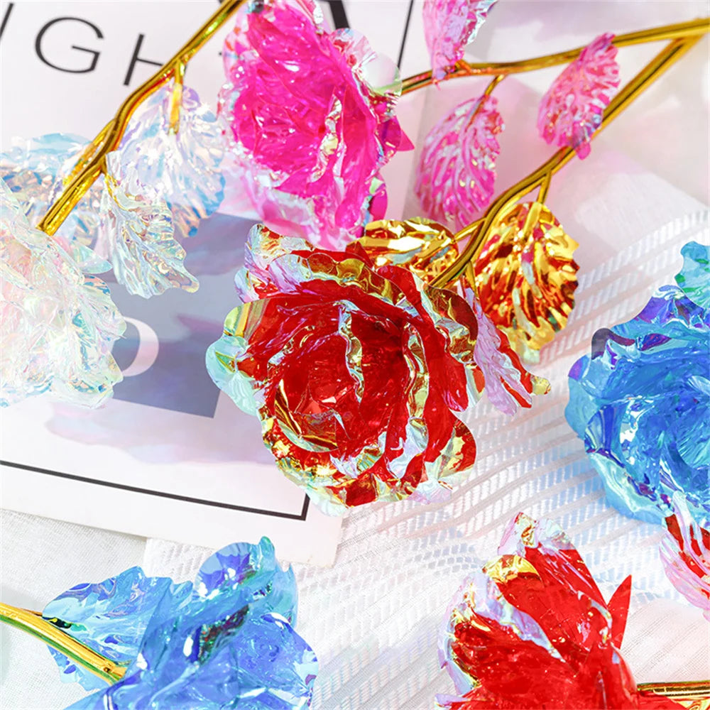1pcs Artificial Flower Foil Rose Flower Valentine'S Day Gifts 24k Golden Plated Gold Rose Lasts Forever Love Flower For Wife