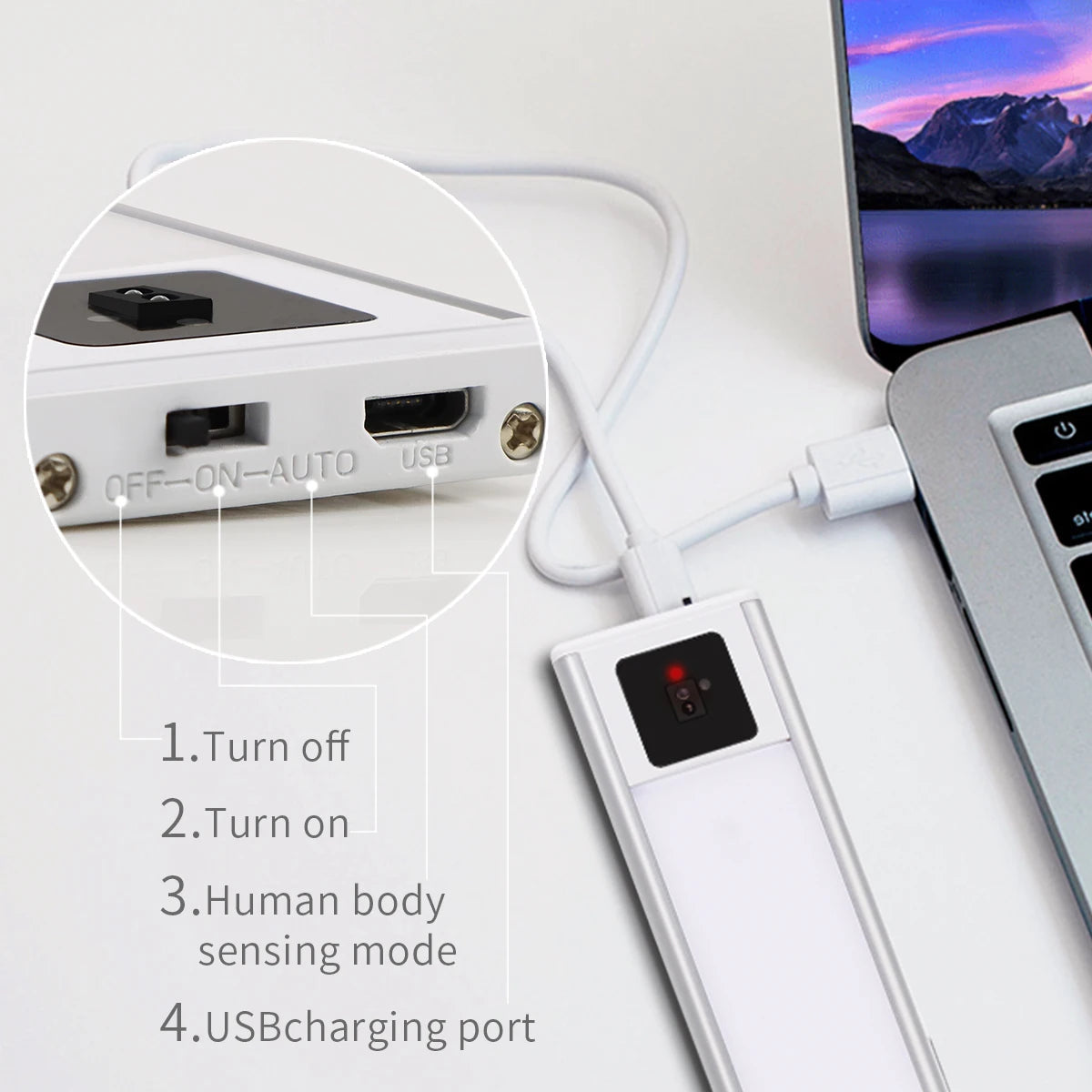 USB Rechargeable Motion Sensor LED Bar