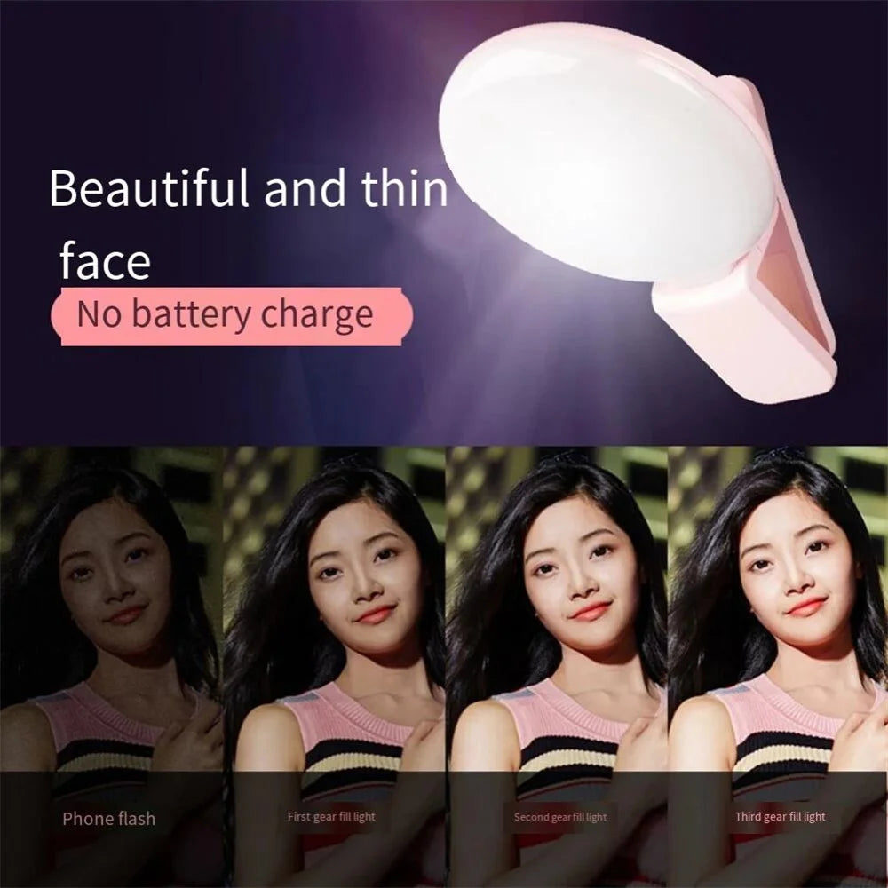 Portable LED Lamp Phone Live Video Beauty Light Universal Mobile Phone Selfie Fill Light USB Charge Photography Clip Ring Light