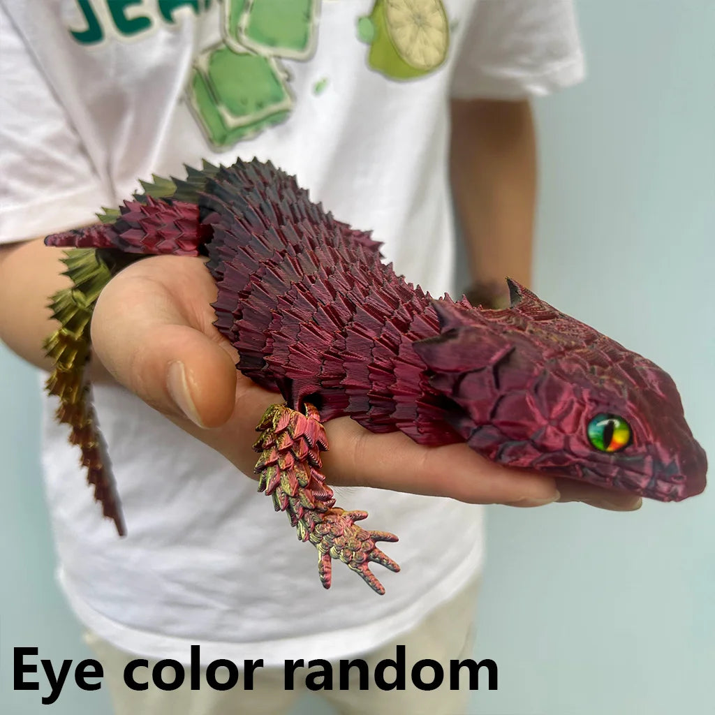 3D Printed Lizard Statue, Flexible 3D Printed Animal, Colorful Figurines Statue, Gifts, 36.5Cm/14.37In, 23.5Cm/9.25In