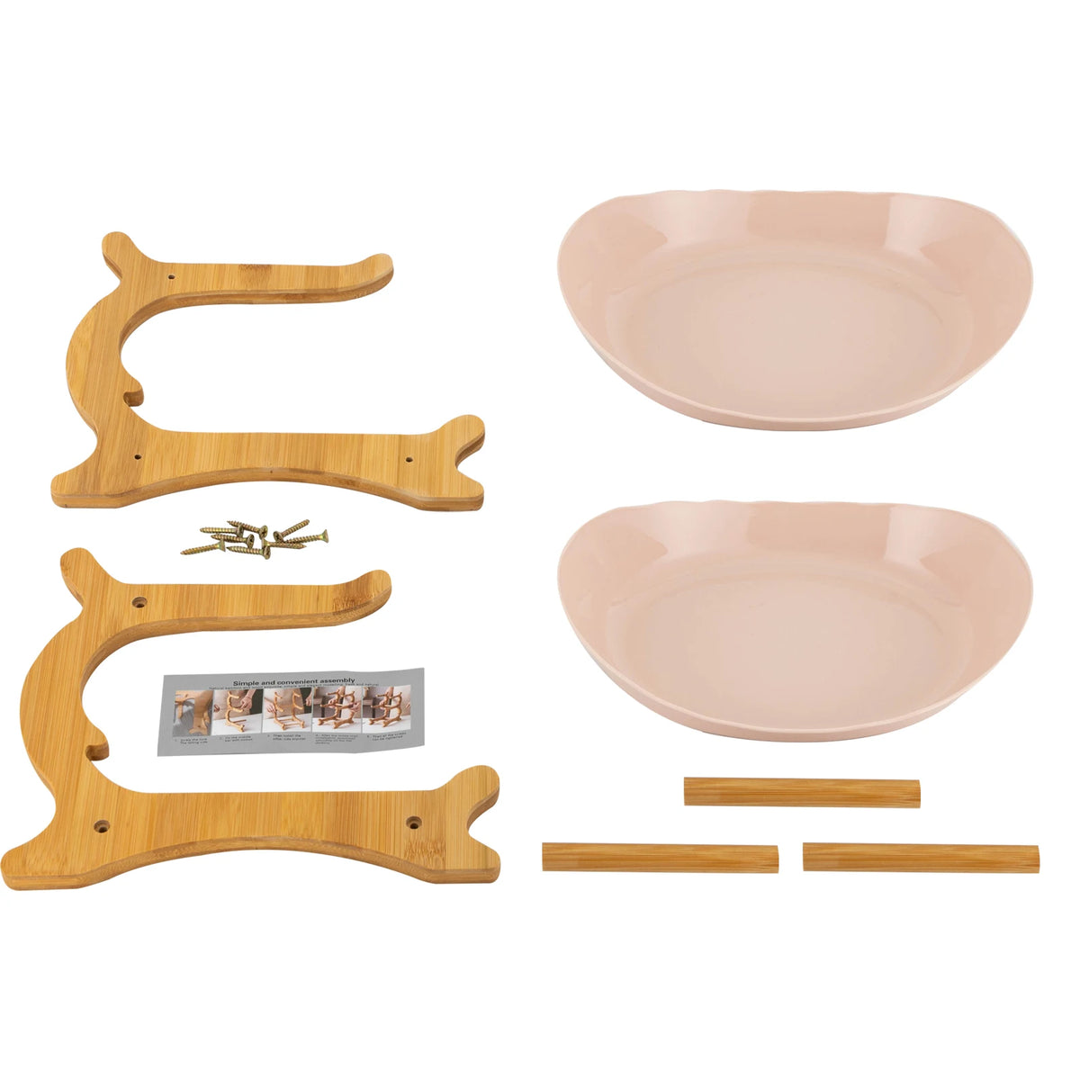 2 Tier Ceramic Fruit Bowl with Bamboo Wood Stand