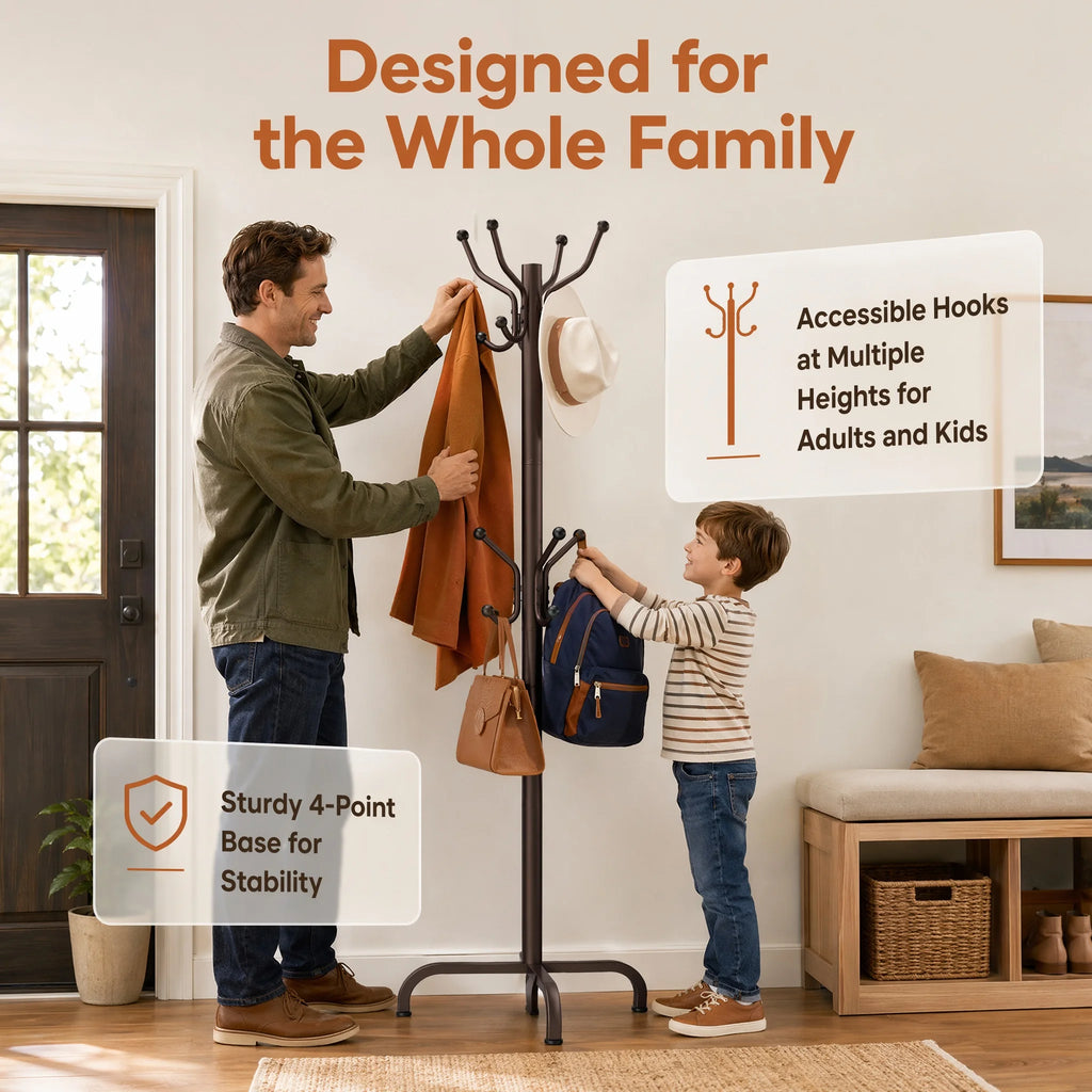 1/2Pcs Coat Rack with 14 Hooks