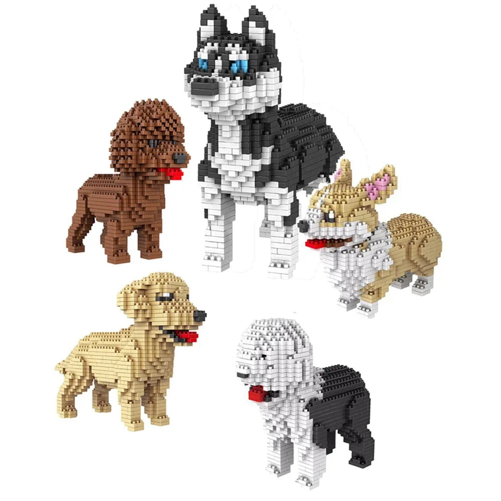 KNEW BUILT Dachshund Dog Model Mini Building Block Toy Set 9 Style for Pet Enthusiasts Teddy Hughes Corgi Collie Pet Style Brick