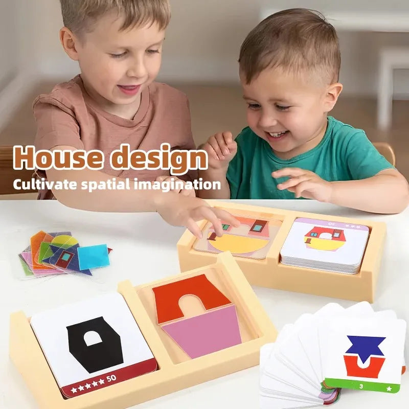 House Designer Toy Puzzle for Kids, Enhances Spatial Thinking and Logical Imagination, Educational Board Game