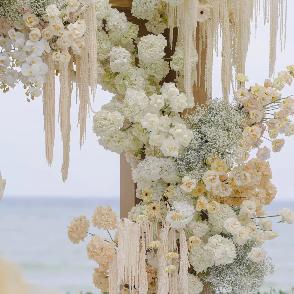 Champagne Artificial Hydrangea Flowers with Stems - Realistic Touch