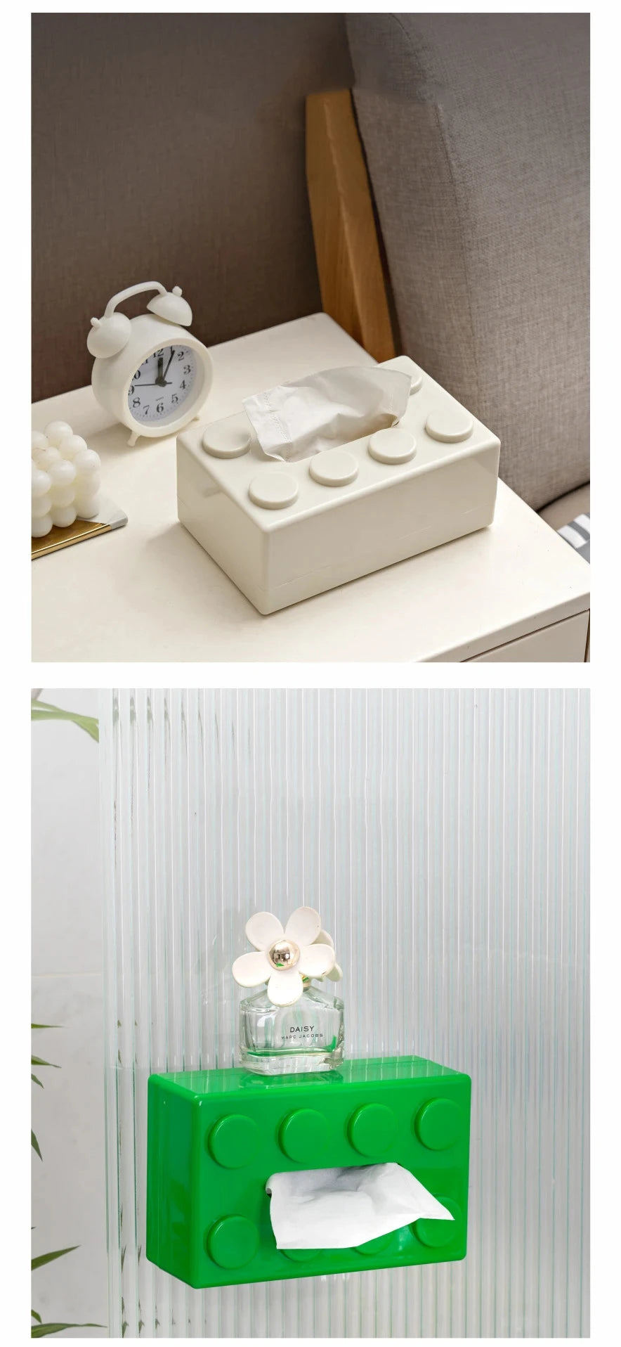 Building Blocks Tissue Box Punch-free Wall-mounted Creative Tissue Box With Spring Home Office Bathroom Waterproof Tissue Box