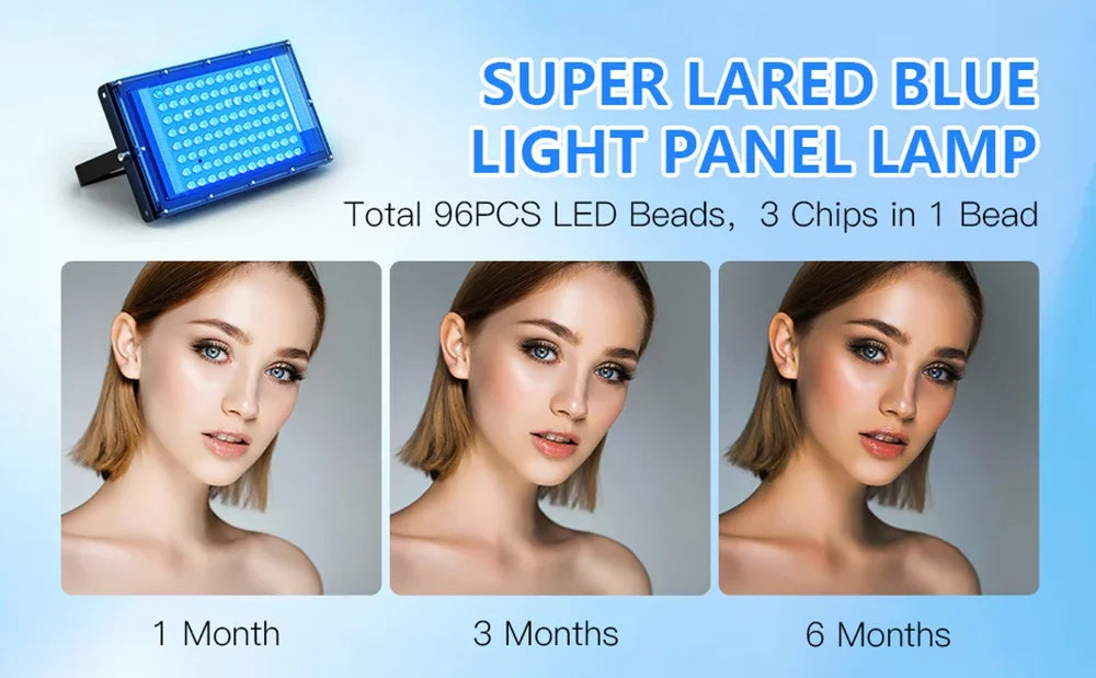 Ultraviolet Tanning Lamp 50W Tripod Solarium Lamp for Tanning Body 96PCS Blue Light Lamp Wavelength 460nm & 480nm Skin Care