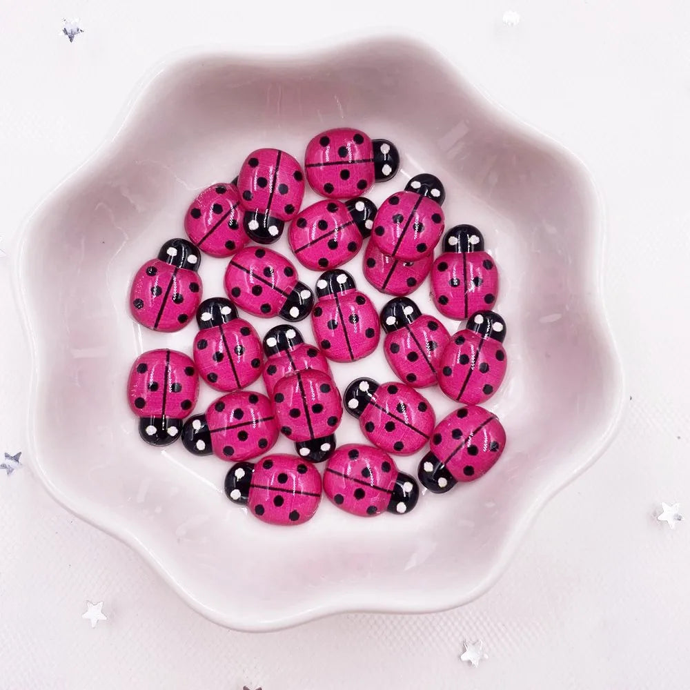 Resin 9mm*13mm Mini Cute Red Beetle Flatback Cabochon Rhinestone 60pcs DIY Scrapbook  Decor Home  Crystal Figurines Craft