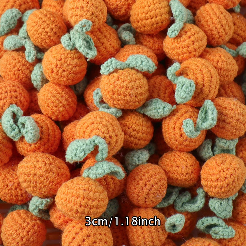 1pc Finished Handmade Knitted Fruit Pendant Crocheted Wool Strawberry Orange Bag Car Key Ring Pendant Handbag Charms Gifts