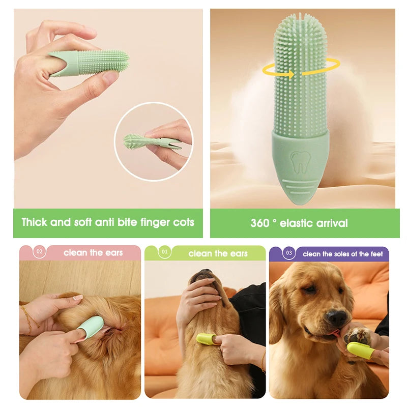 1pcs Dog Toothbrush, 360° Cleaning Finger Toothbrush for Dogs, Food Grade Silicone Dog Finger Toothbrush for Dogs\ Cats Dental