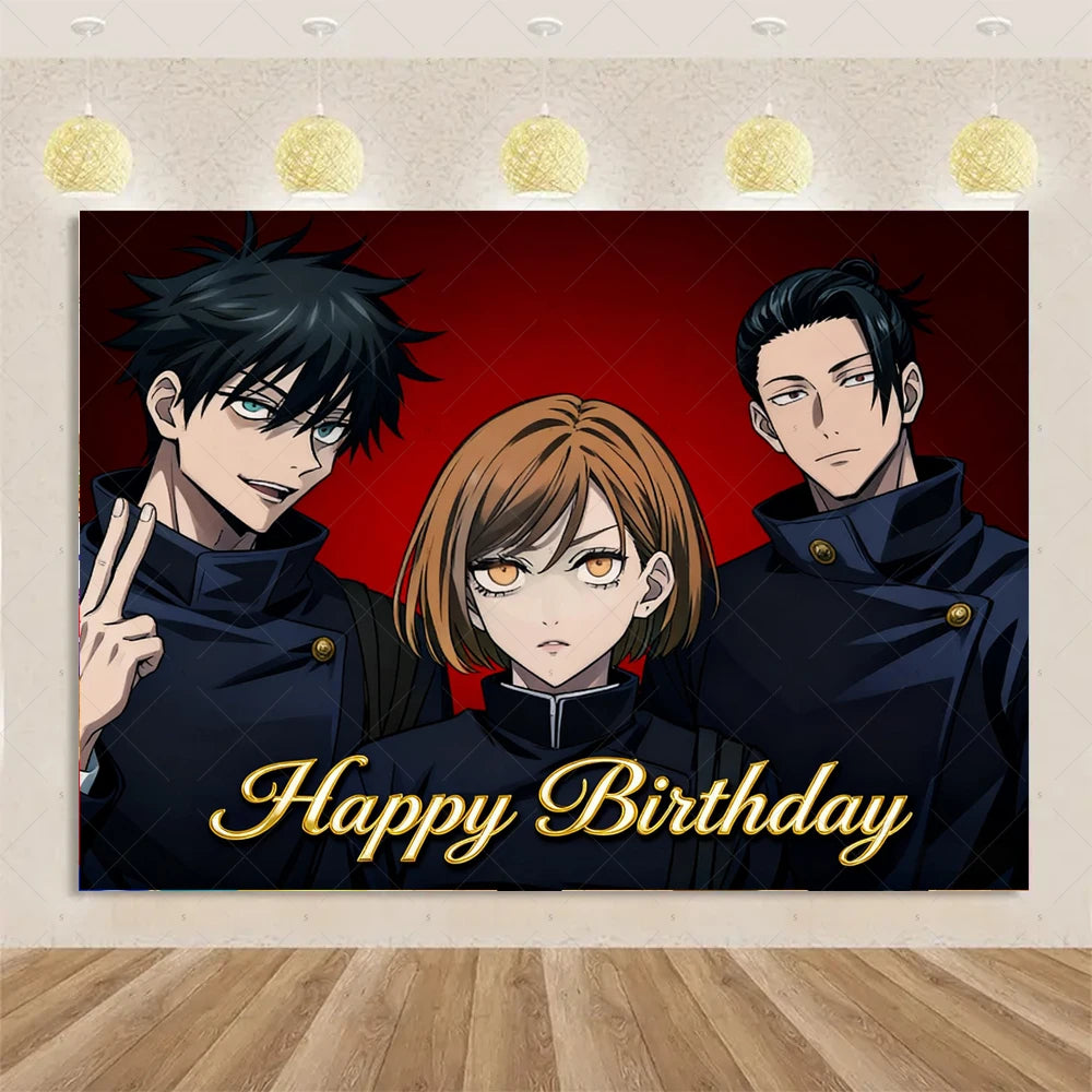 Jujutsu Kaisen Theme Background Birthday Party Decorations Anime Character Gojo Satoru Backdrop Kids Poster Photography props