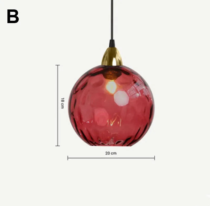 Modern Colored Glass Ball Lustre Pendant Lights Nordic Water Grain Restaurant Kitchen Hanging Light Fixture Bedroom Bedside Lamp