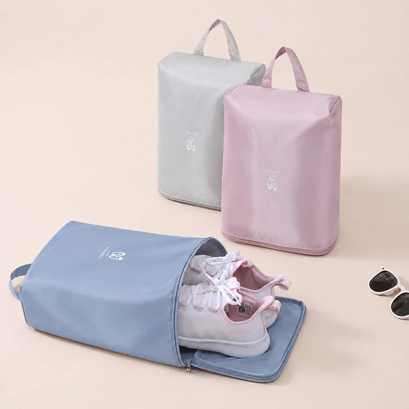 Portable Waterproof Shoe Bag Dual Compartments Zipper Shoe Organizer