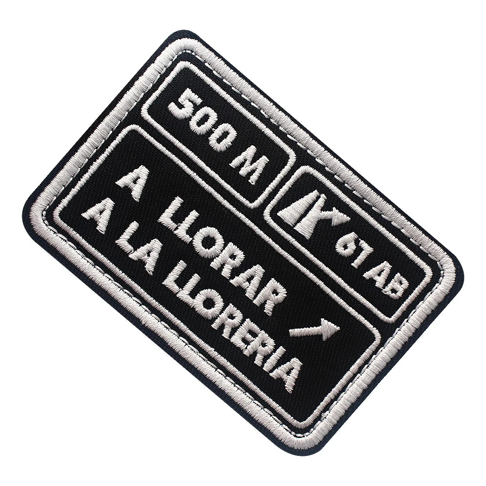 20kg Strength Lifting Barbell 500m A Llorar A Dar Por Patch PVC Emblem With Hook Fastening For Backpack Cap Vest Helmet Uniform