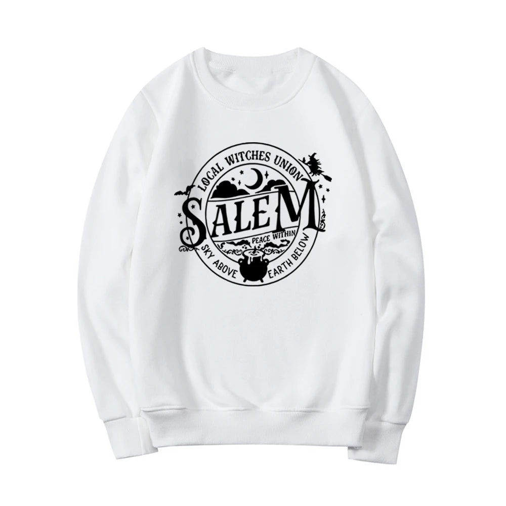 Local Witches Union Salem Sweatshirt Halloween Sweatshirt Women Hoodies Witches Clothes Long Sleeve Pullovers Fall Tops Hoodie