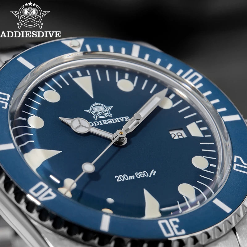 ADDIESDIVE Men's Diving Watch Stainless Steel Ceramic Bezel Quartz