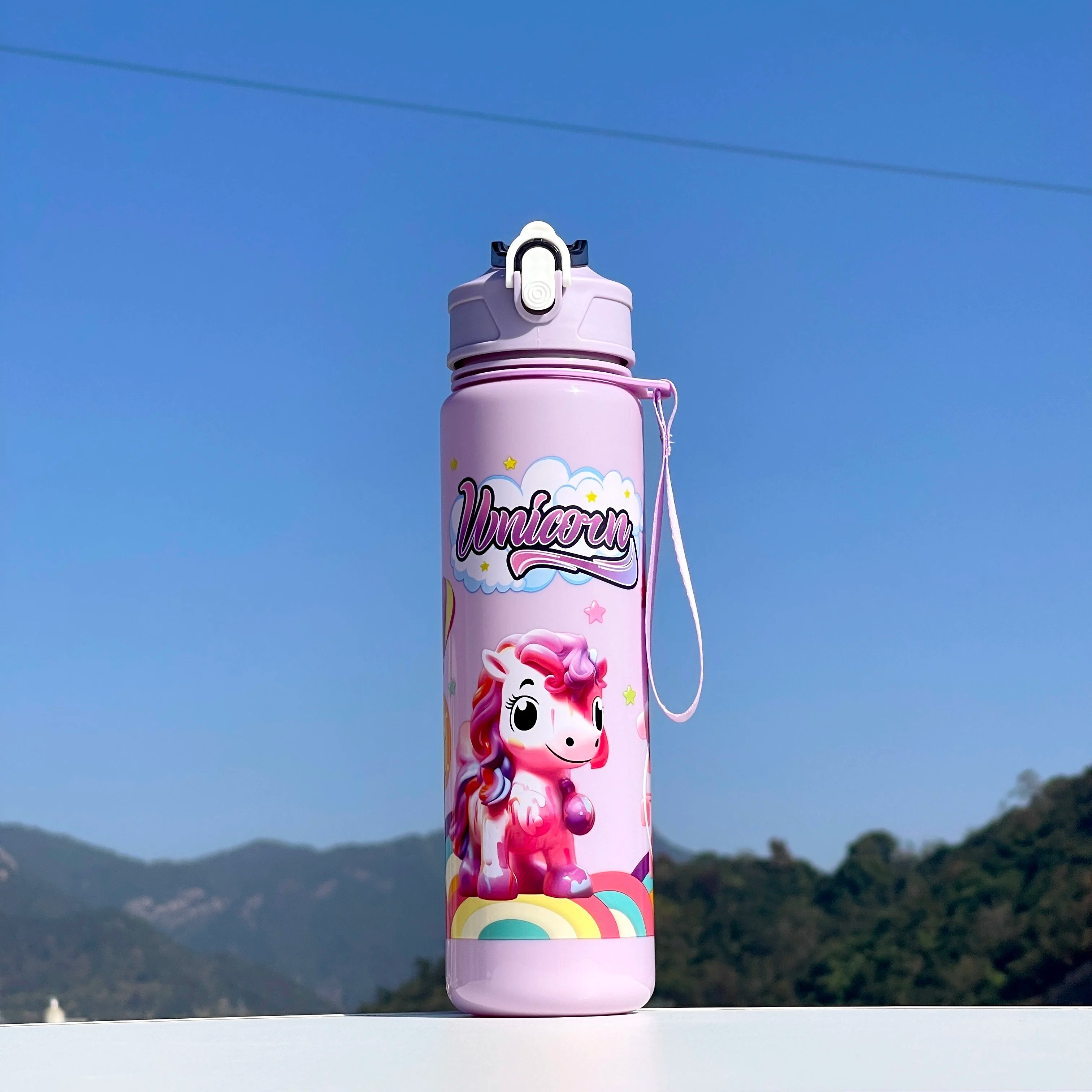 A Unicorn Straw Cup, Cute and Portable, with a Large Capacity, Especially Suitable for School Use, Sports, Outdoor Camping, Water Bottles, and Cups
