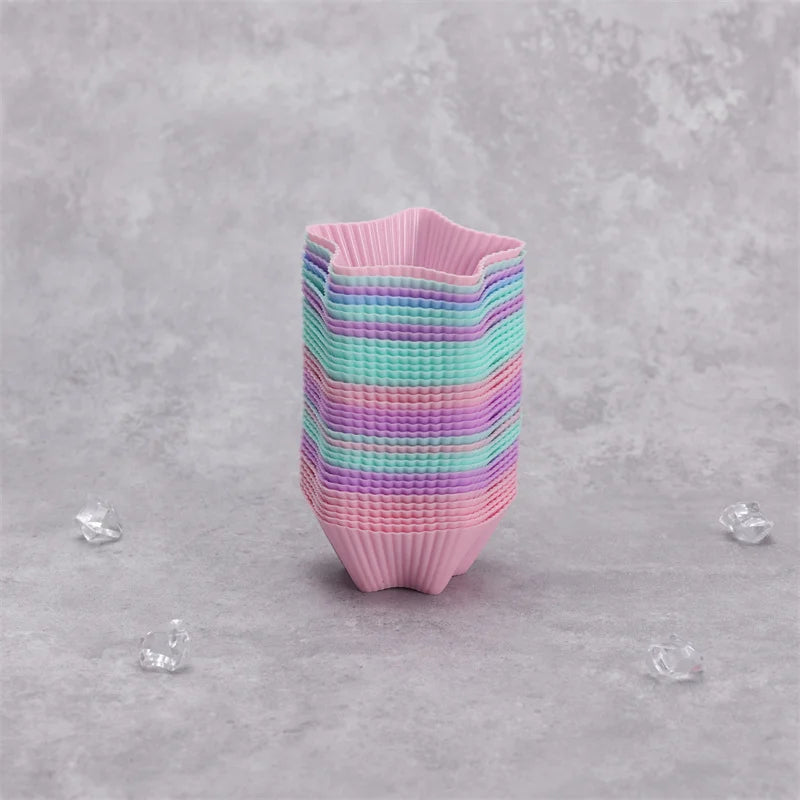 6 Pcs Silicone Cake Star Cupcake Cup Cake Tool Bakeware Baking Silicone Mold Cupcake And Muffin Cupcake For DIY Mini Cake Mould