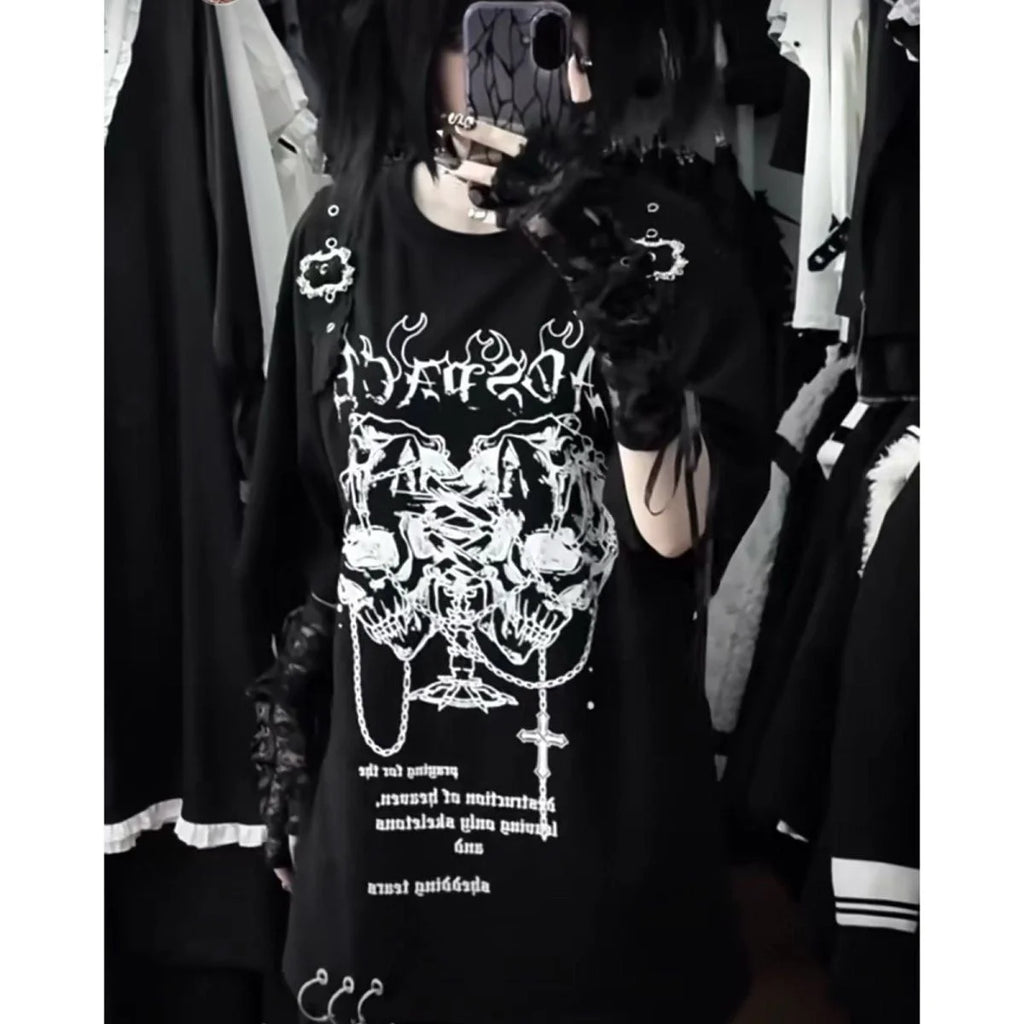 2000s Yabi Hottie Gothic Dark Vintage Tops Subculture Y2K Print