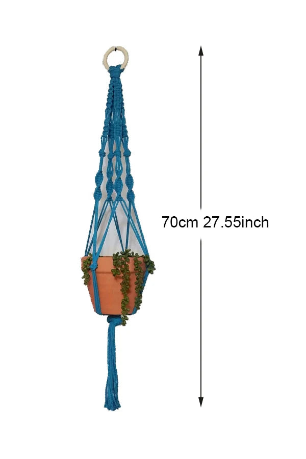 Colourful Boho Macrame Plant Holder Hand Woven 100% Cotton Flower Pot Hanger Hanging Basket For Indoor Plants Bonsai Home Decor