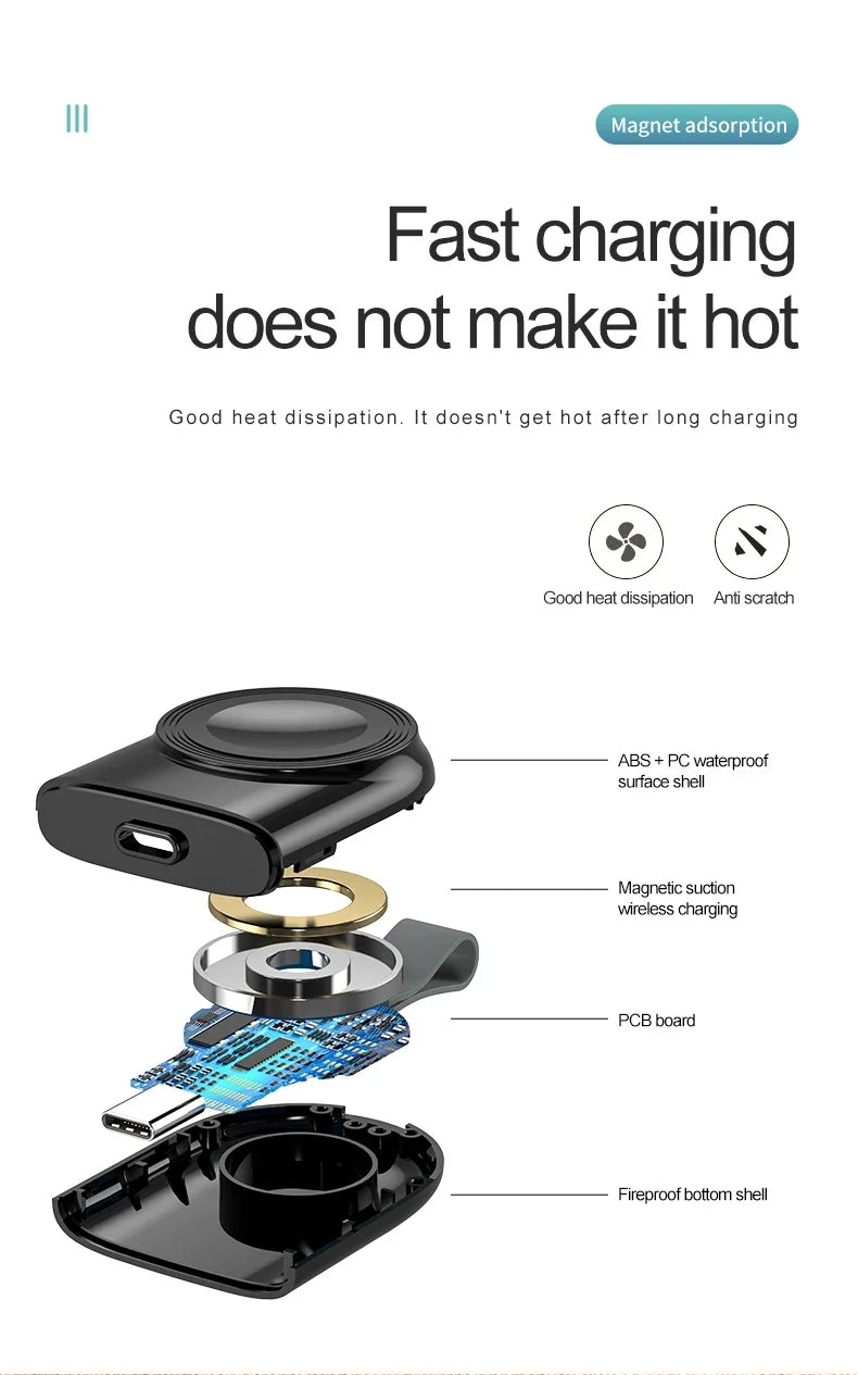 Mini Magnetic Wireless Charger Dock For Apple Watch series 8 7 6/5/4/SE/3/2 Portable Wireless Charging Cable Charger For iwatch