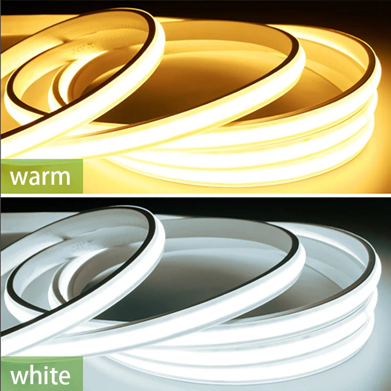 COB LED Strip Light 220V EU Plug High Brightness Flexible Ribbon Tape 220V Led Strip For Home Kitchen Lighting