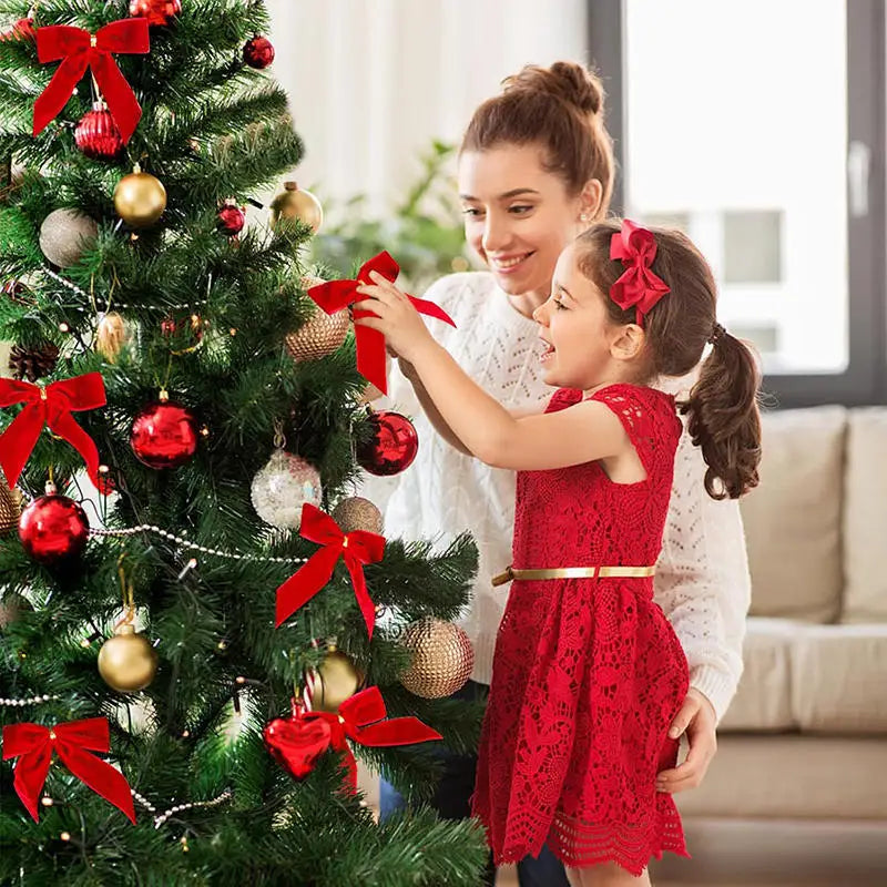 10/20Pcs Velvet Bows For Christmas Tree Decor Wreath Garland Velvet Bow With Twist Tie Christmas Velvet Bows Christmas Holiday