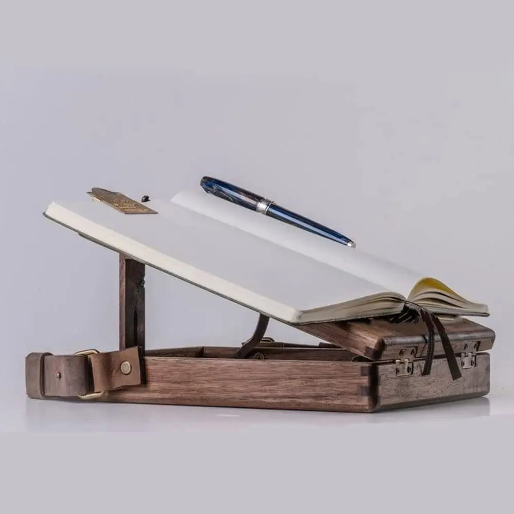 Pen Holder Wooden Desk Organizer Box Portable Stationery Storage