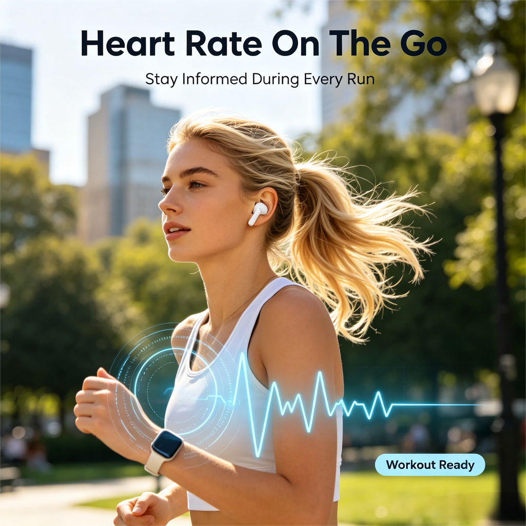 ZZLOVE Heart Rate Monitoring Wireless Headphones TWS Earbuds Noise