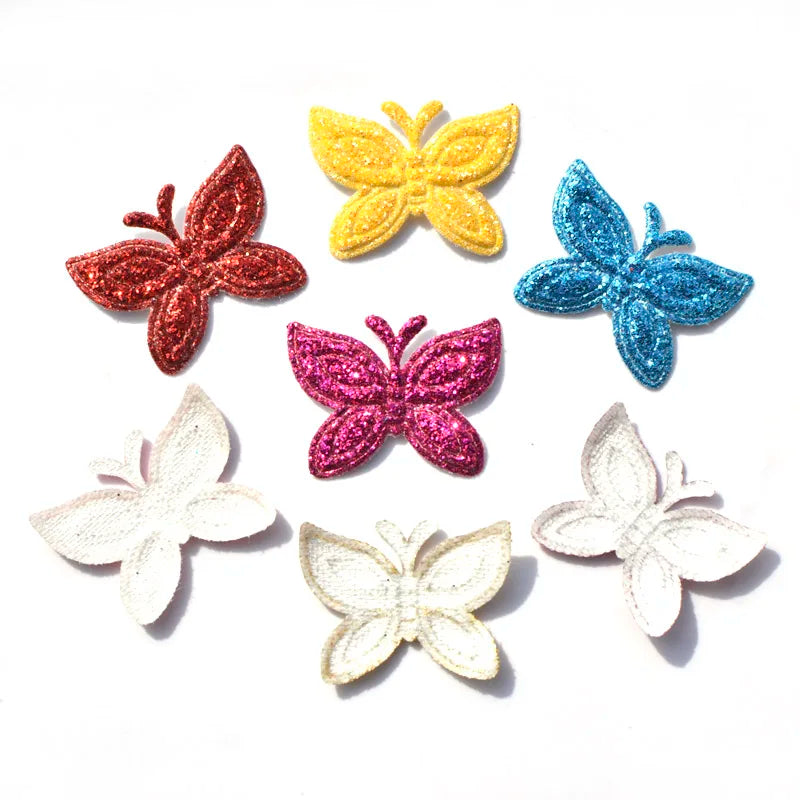 60Pcs Mixed Glitter Leather Padded Butterfly Felt Appliques for DIY Sewing Supplies Kids Craft Accessorie