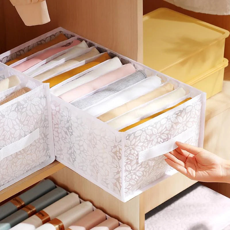 Jeans Compartment Storage Box Closet Clothes Drawer Separation Box Underwear Pants Drawer Divider Bra Socks T-shirt Organizer