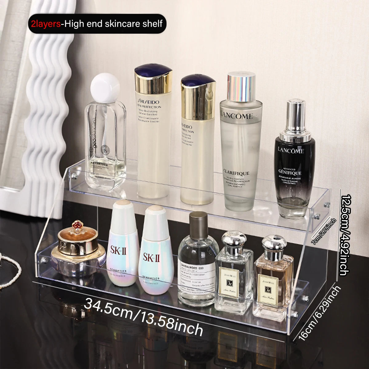 1pc stepped acrylic high skin care product storage rack desktop cosmetics storage rack storage box perfume organizer