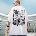 Trendy men's summer cartoon printed polyester breathable round neck