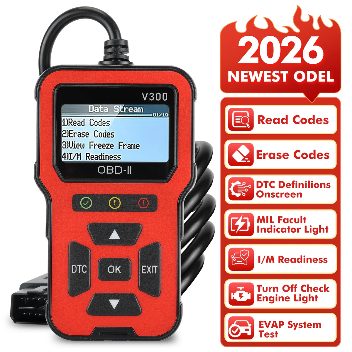 V300 OBD2 Scanner Auto Car Diagnostic Tool with Color