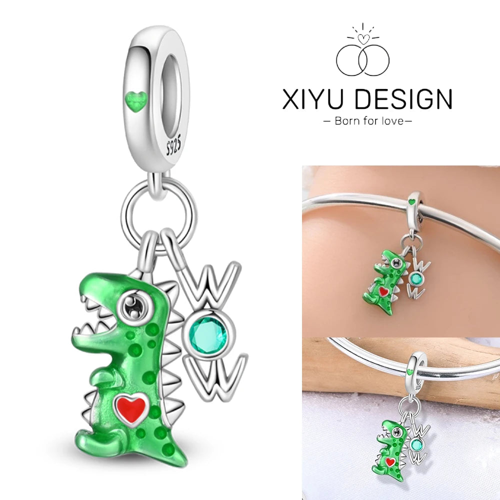 Cute Pet Series Capybara Couples Charms Eat Fruit Beads Fit DIY 925 Silver Bracelet Necklace Women Anniversary Jewelry Gift