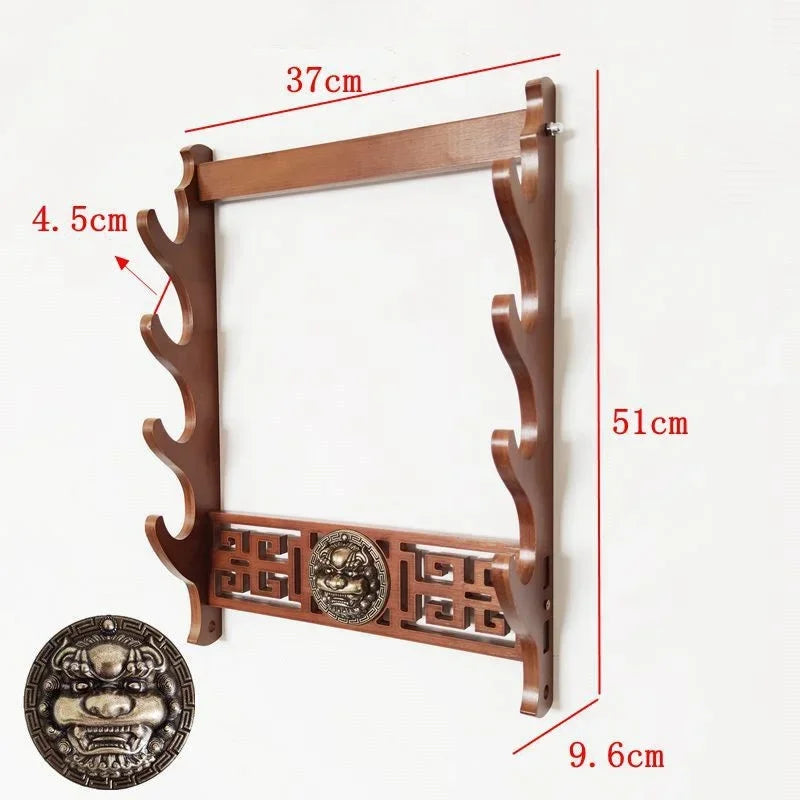 Wall Rapier Katana Shelf Support Wooden 4-Layers Wall Sword Stand Holder Display Real Size Japanese Katana Sabre Rack Decoration
