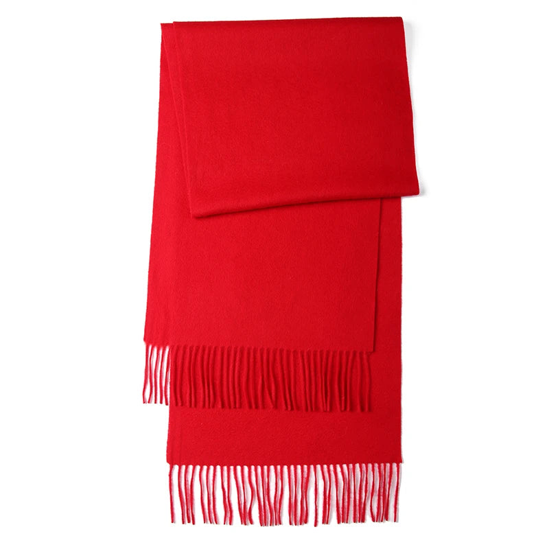 LONGMING 100% Merino Wool Knitted Shawl New Women Autumn Fashion Classic Plaid Solid Scarf Winter Warm Knottable Muffler for Man
