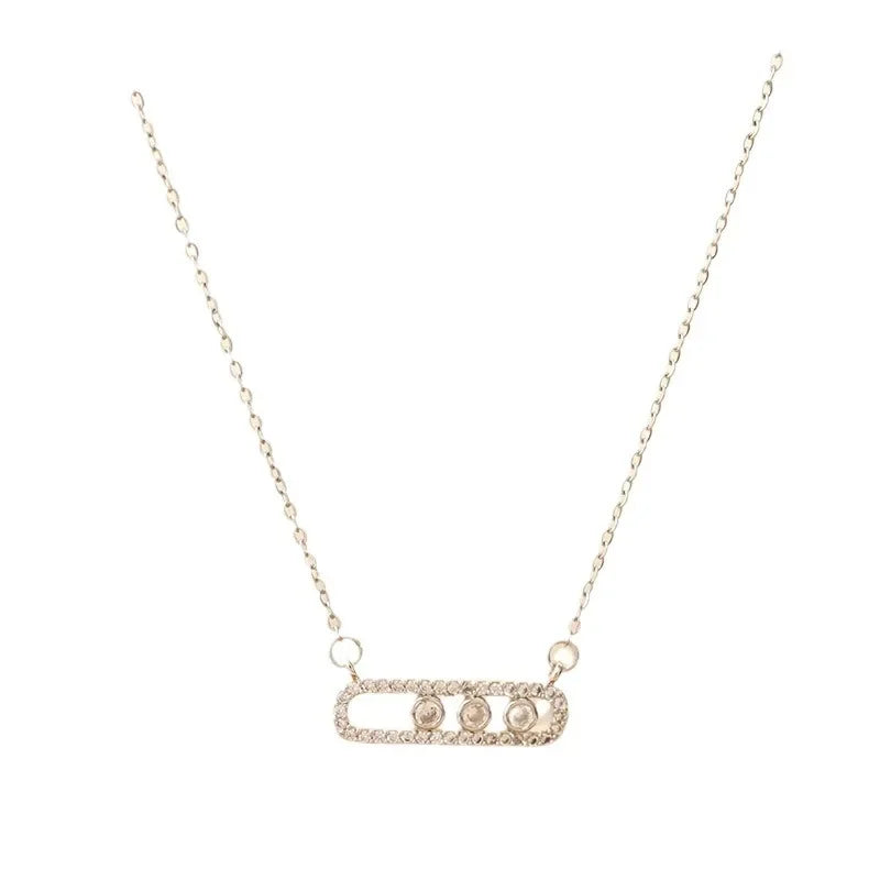 1Pcs Stylish Simple Zircon Geometric Necklace Female Niche Light Luxury Internet Celebrity Clip Clavicle Chain H-Jewelry